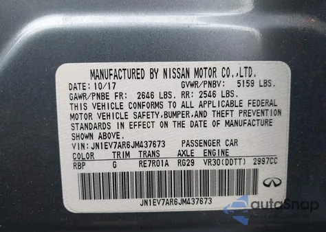 2018 Infiniti Q50 3.0T Luxe из США, поврежденный, VIN JN1EV7AR6JM437673